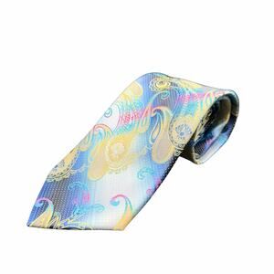 Stacy Adams Microfiber Paisley Tie Blue Yellow Pink Wide Necktie